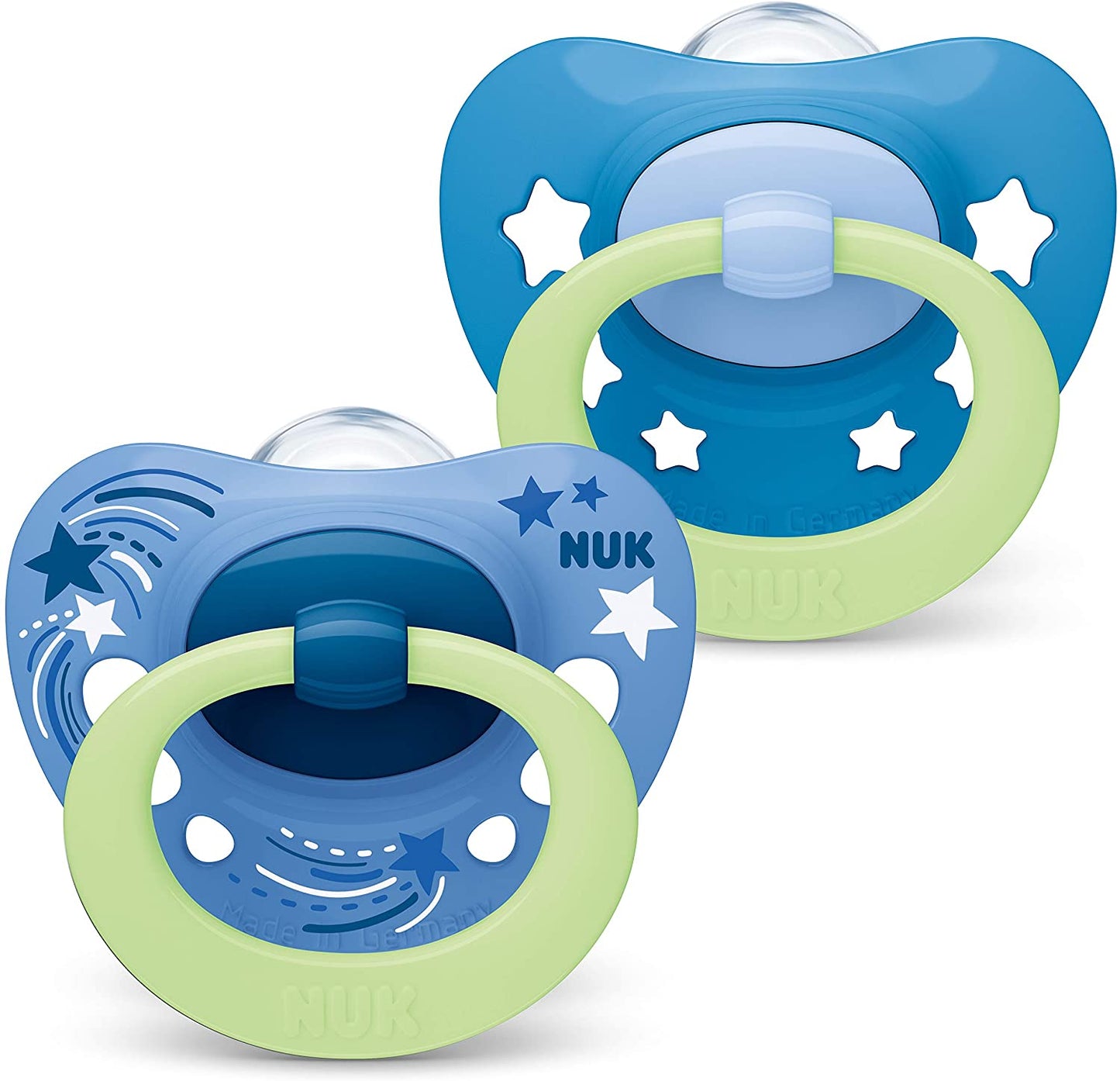 NUK Signature Night Silicone Soothers Blue 0-6 Months
