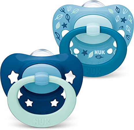 NUK Signature Night Silicone Soothers Blue 18-36 Months