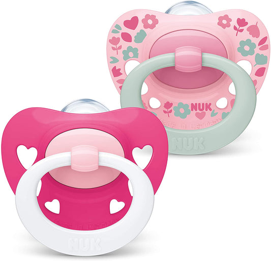 NUK Signature Night Silicone Soothers Pink 6-18 Months