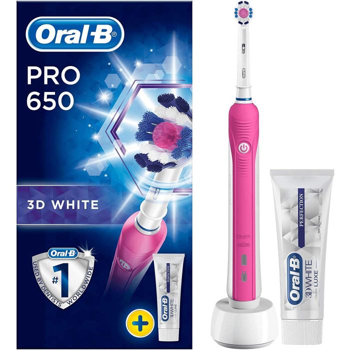Oral-B PRO 650 3D White - Pink Toothbrush