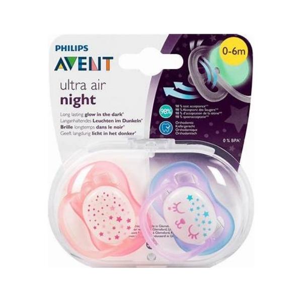 Phillips Avent Ultra Air Night Soothers - 0-6 Months